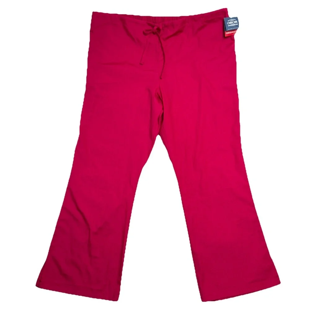 Cherokee Scrubs Pants Pink Womens 2XL Drawstring Raspberry‎ 4101 Modern Classic
